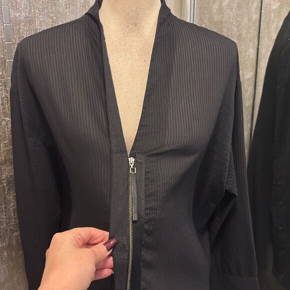 Helmut Lang cotton blend Chic Black Sheer Blouse, L - Picture 2 of 8